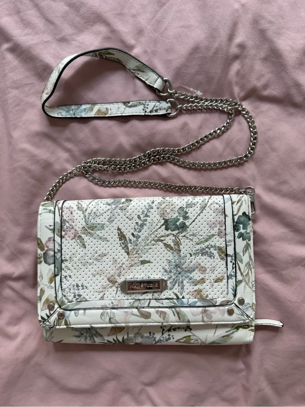 Max Studio White Floral Perforated Wallet Clutch